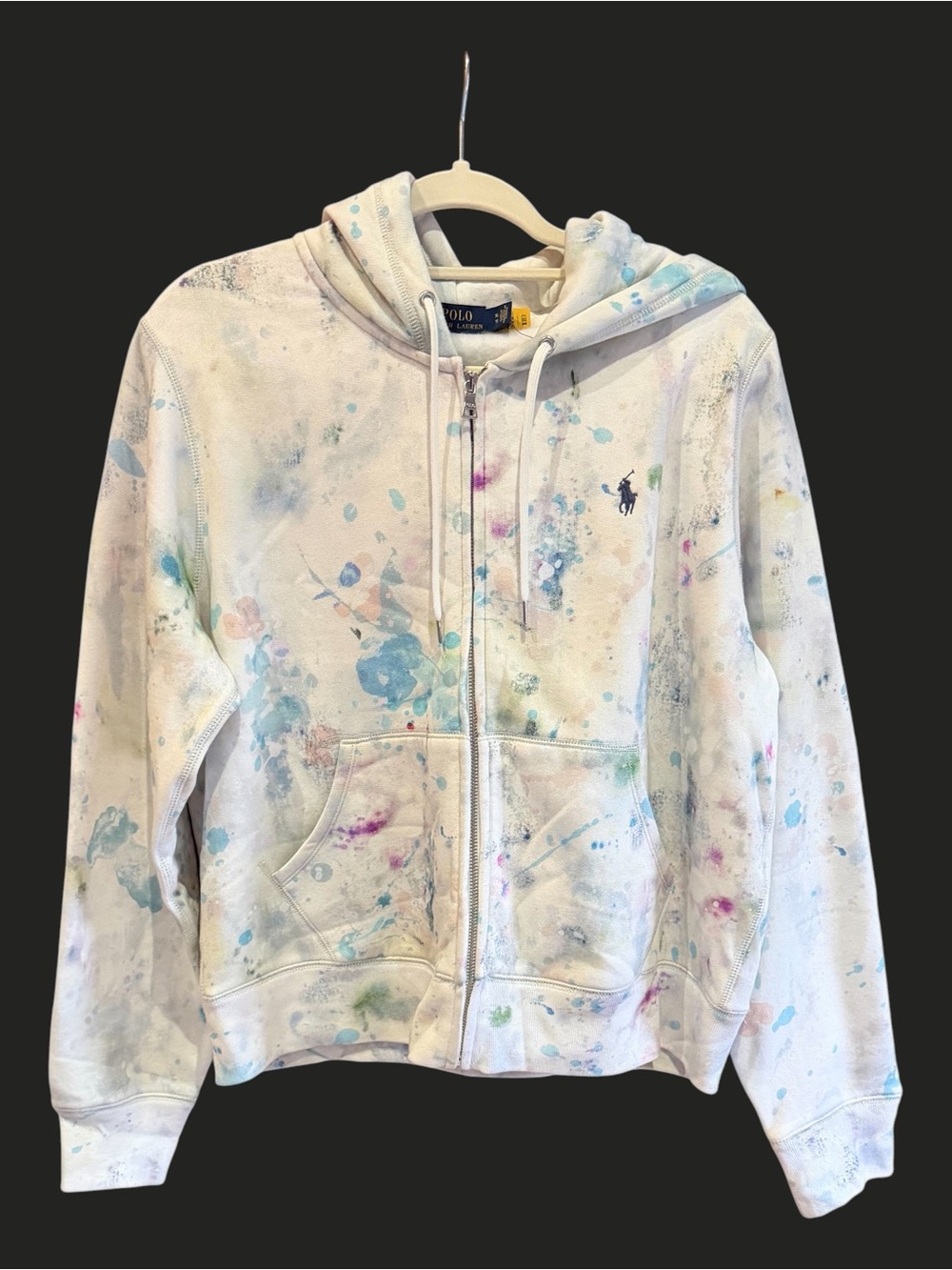 NWOT POLO RALPH LAUREN Paint Splatter Full Zip Hoodie Pony XL - Picture 1 of 12
